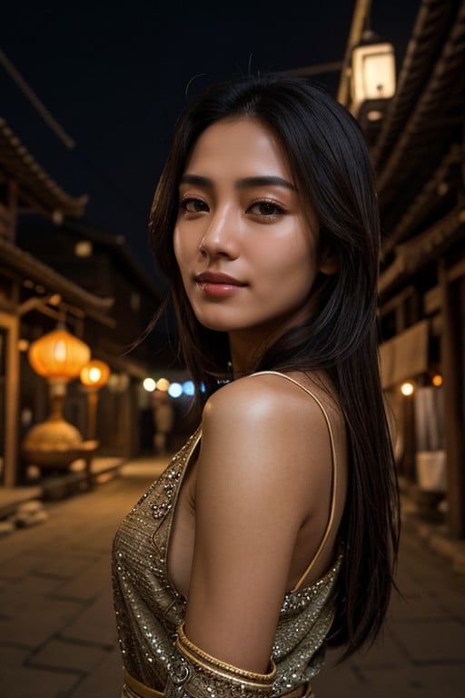 Arab, Asian Village, Night AI Porn