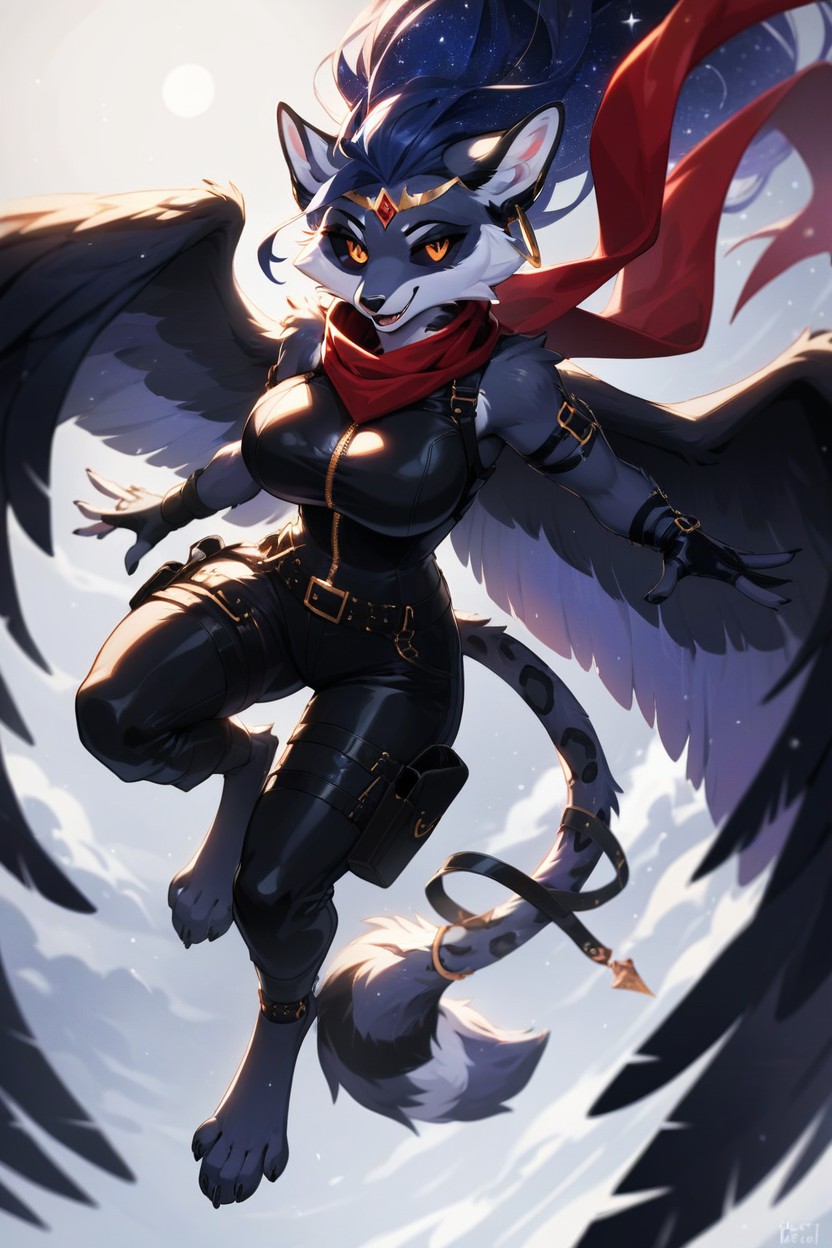 Noir, Crane Tail, Diamond Circlet Furry AI Porn
