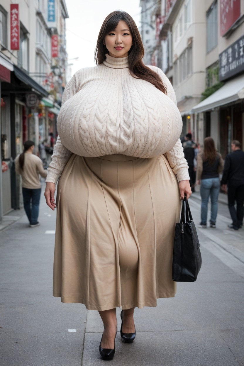 Giant Asian Woman, Asian, Giant Insane Massive Gigantic Breasts AI Porn