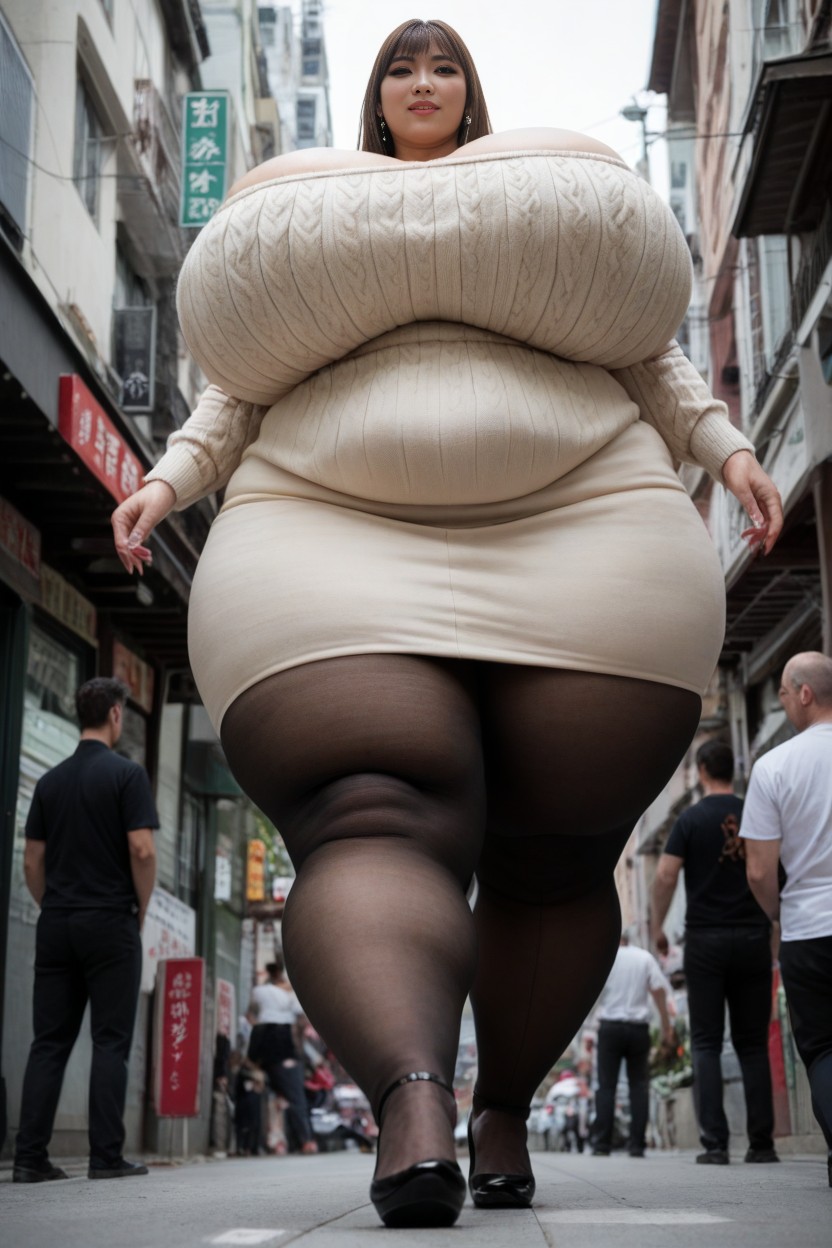 Saggy Breasts Longer Than Body, Giant Insane Massive Gigantic Breasts, No Waist AI Porn