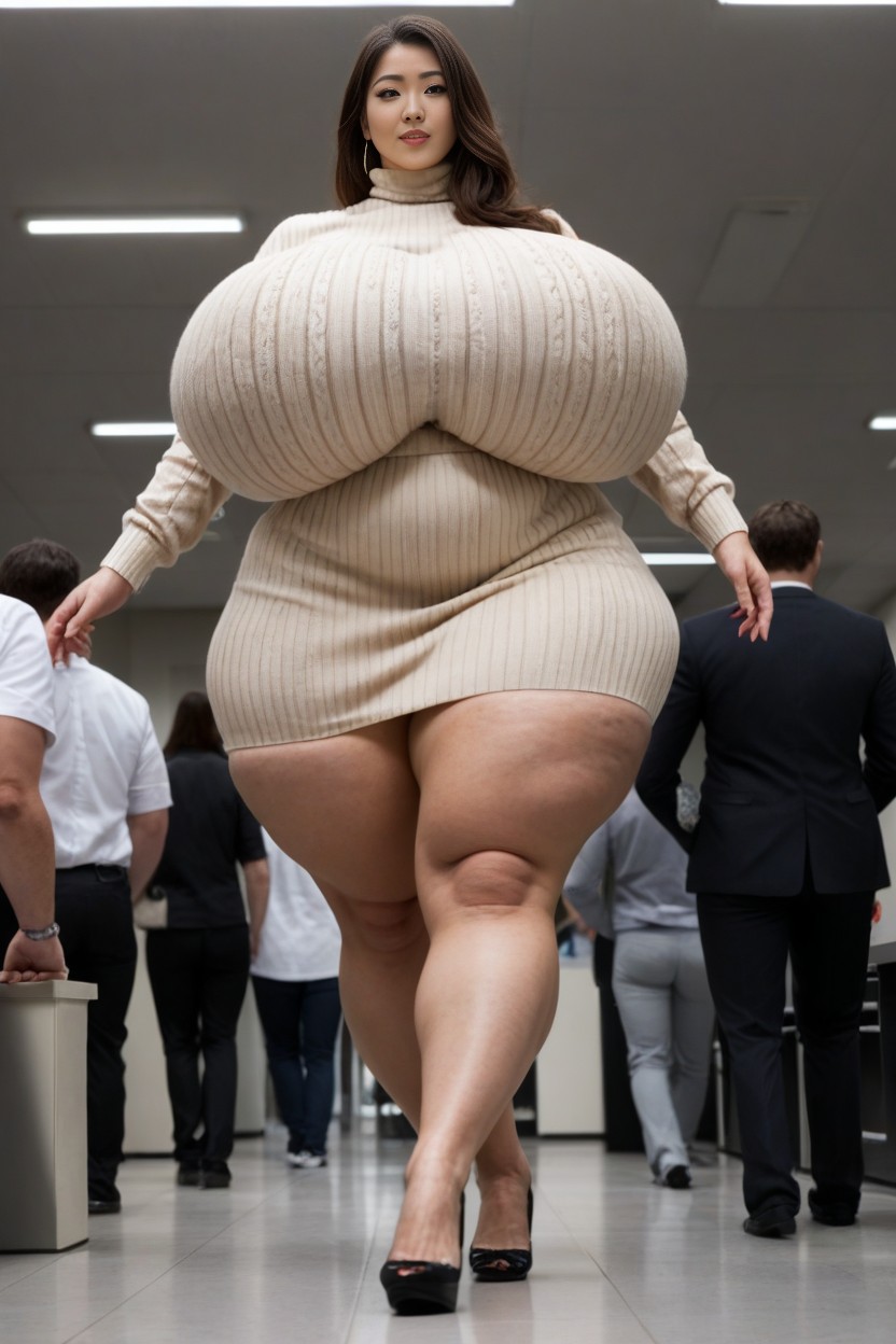 Full Body, Giant Asian Woman, Massive Breast AI Porn