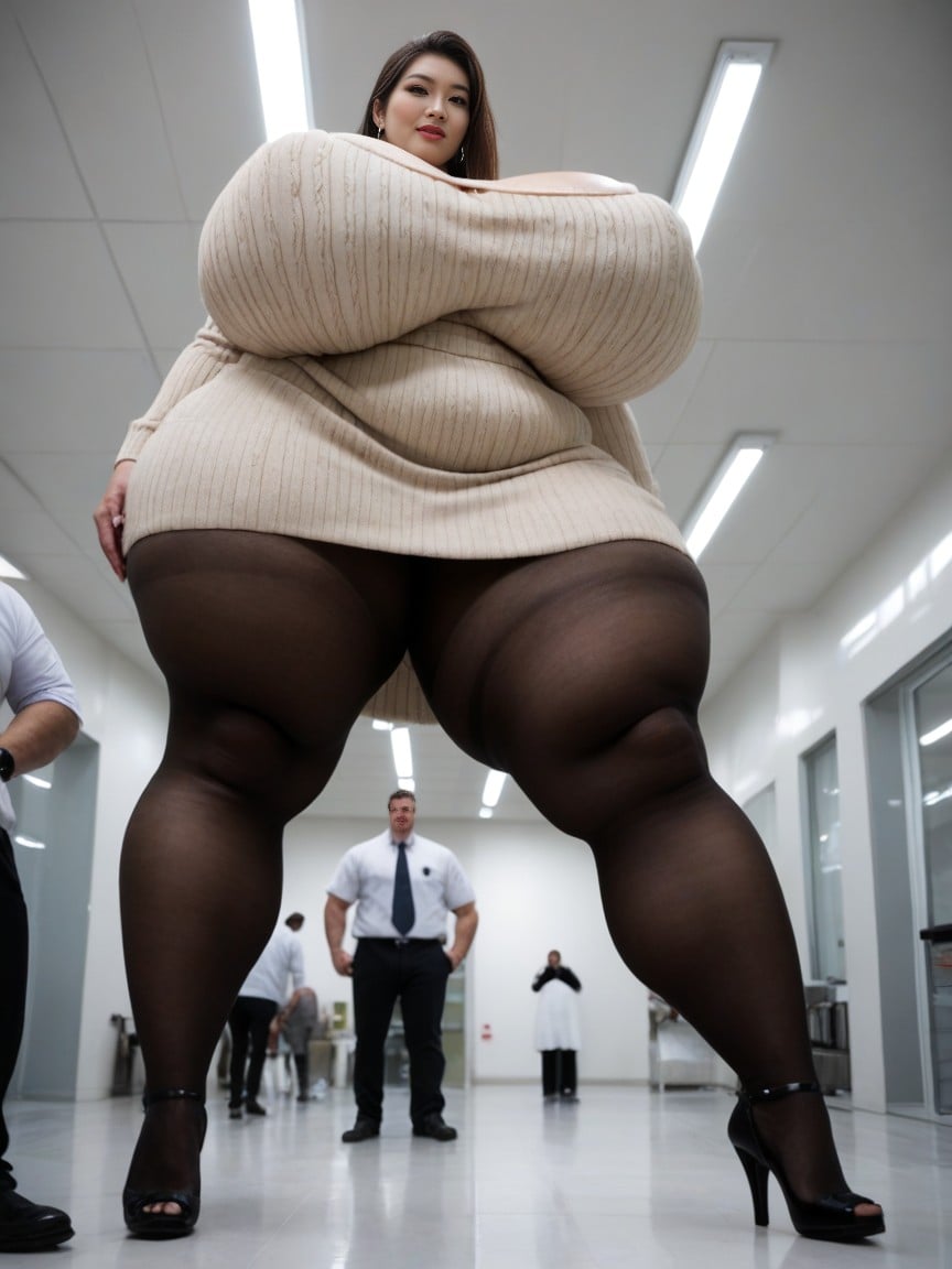 Giantess, Gigantic Breasts Reaches The Thighs, Huge Bulge Pornografia de IA