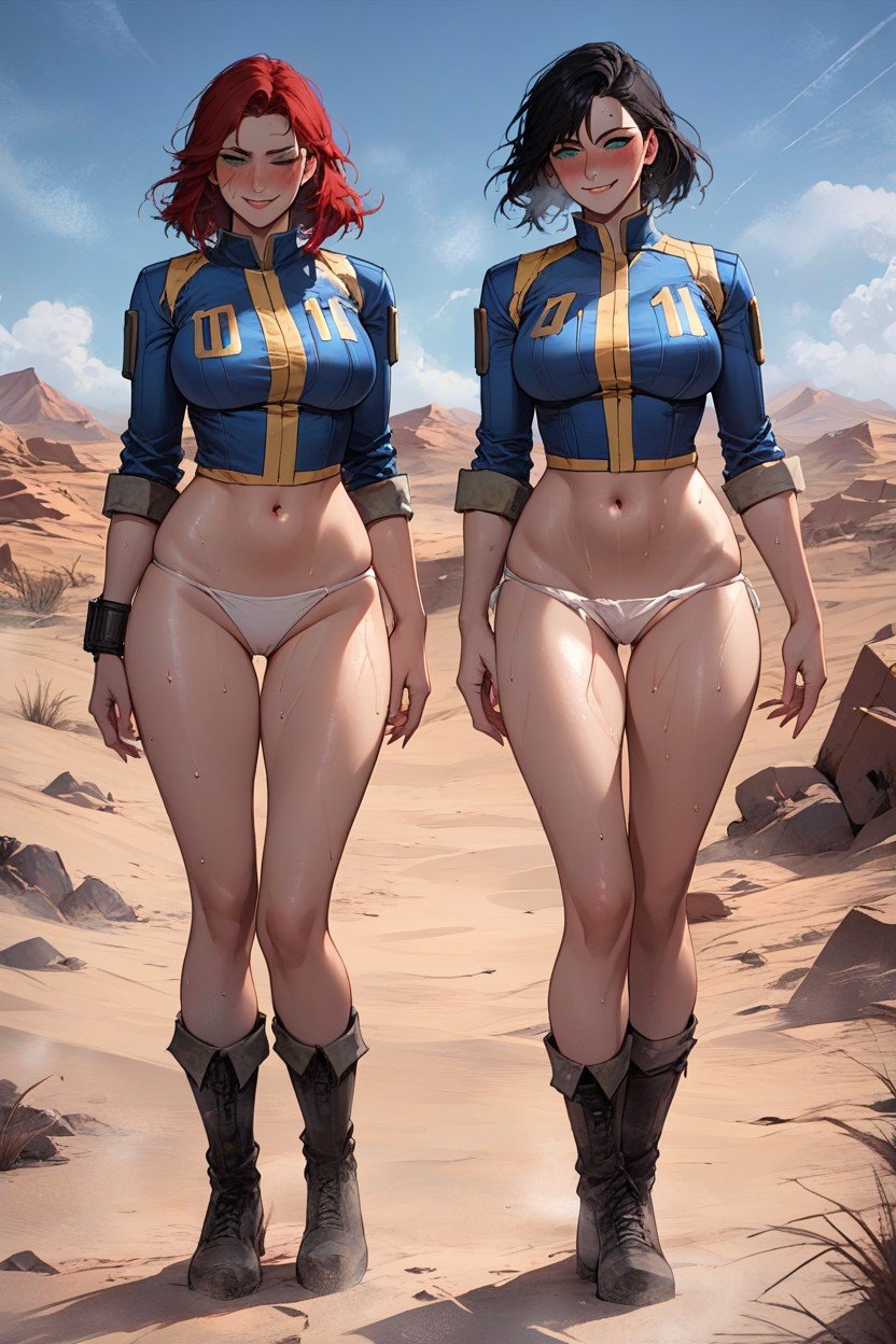 Black Hair Blue Eyes, Sweaty, Desert AI Porn