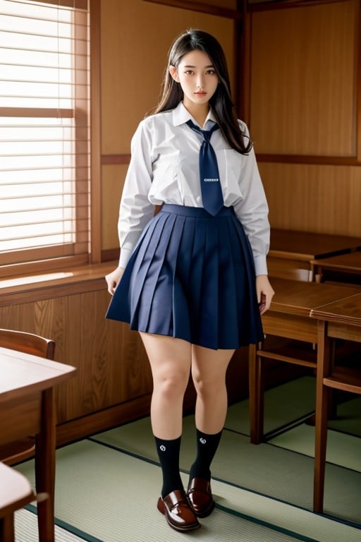 Full Body, School Uniform, Rear View AI Porn