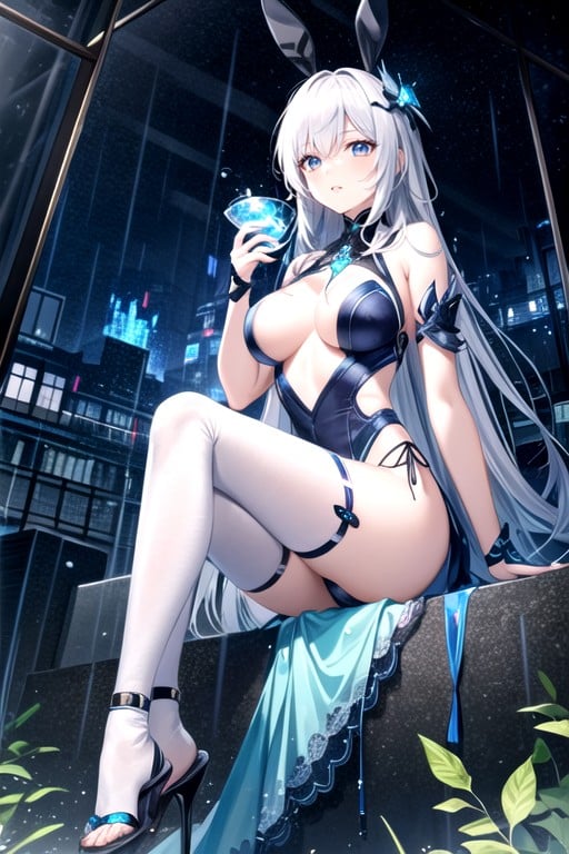 Glass Tree, Neon Lines, Glass Forest Hentai AI Porn