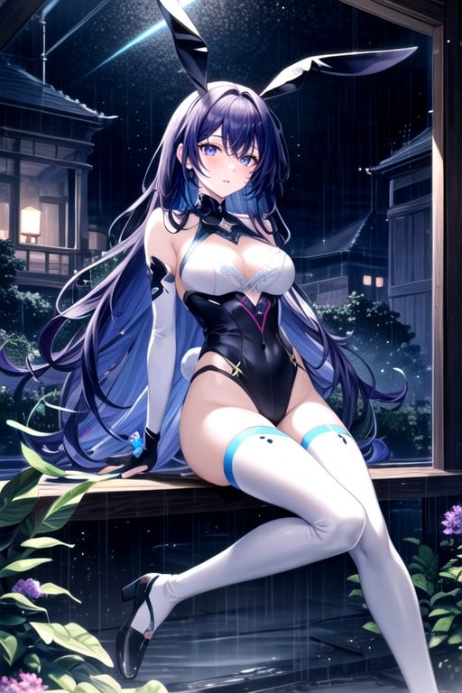 Glowing Blue Eyes, Holographic Tree, Realistic Hentai AI Porn