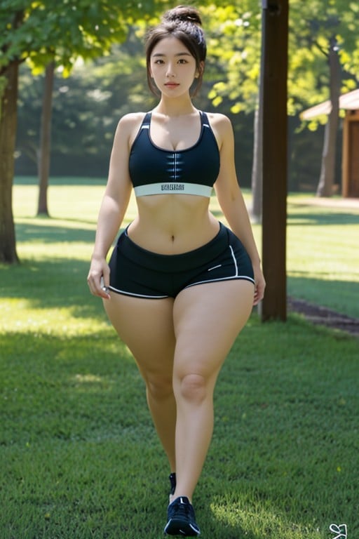 Sport Bra, Extremely Large Ass, Full Body AI Porn