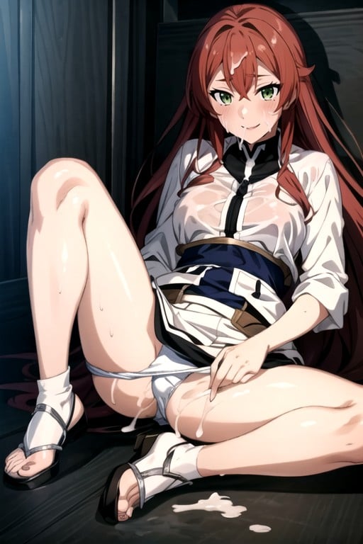 Cumshot, Mushoku Tensei, Long Red Hair Green Eyes AI Porn