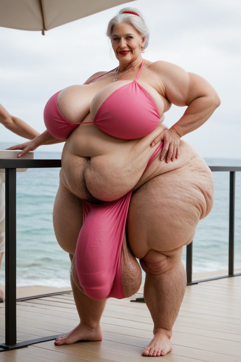 Grinning, Huge Gigantic Penis, Extremely Fat Shemale AI Porn