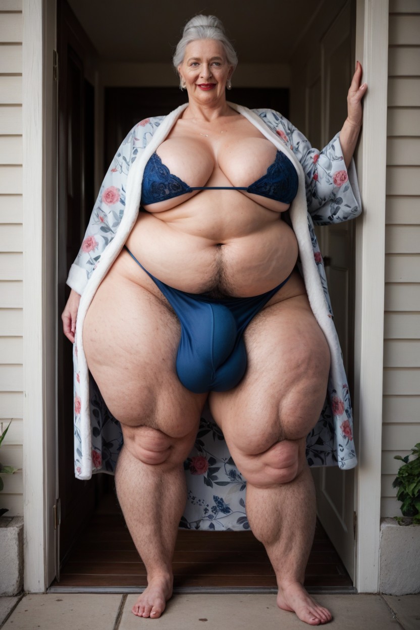 Standing On Her Front Porch, Extremely Large Ass, Cellulite Arms Shemale AI Porn