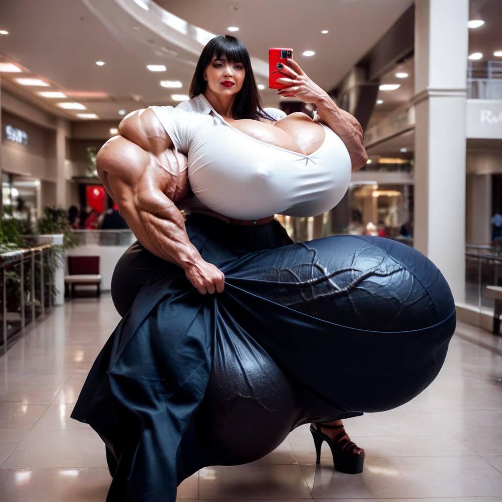 Black Eyes, Hyper Gigantic Muscles, Asian Shemale AI Porn