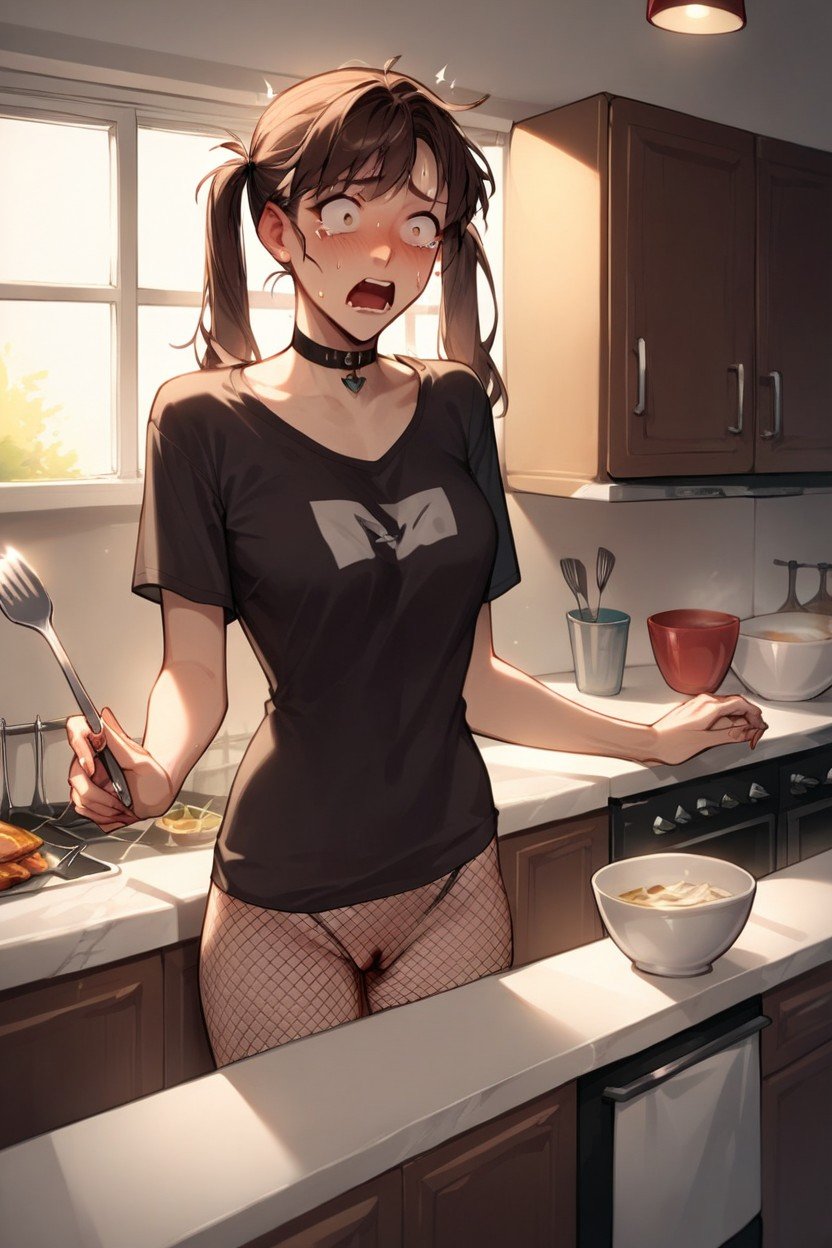 Fishnets, Choker, Kitchen AI Porn