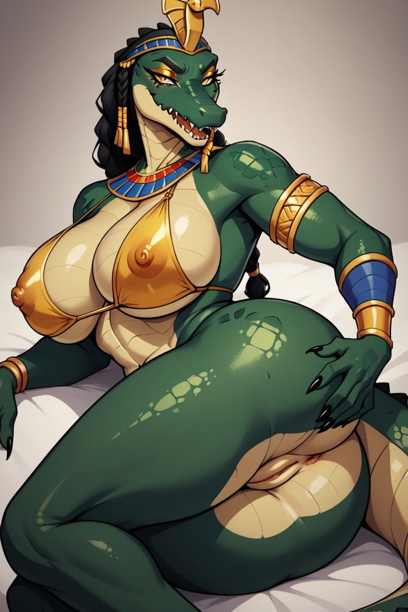 Tattoos, Eyeshadow, Egyptian Headdress Furry AI Porn