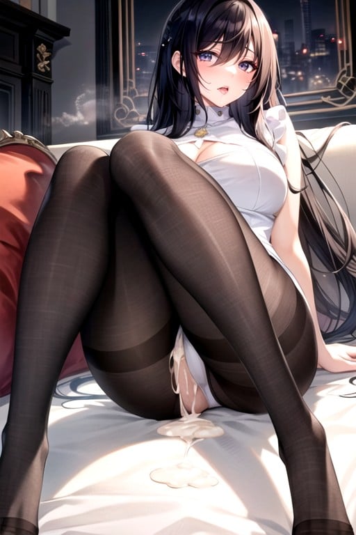 Open Body, Black Pantyhose, Excessive CumAIポルノ