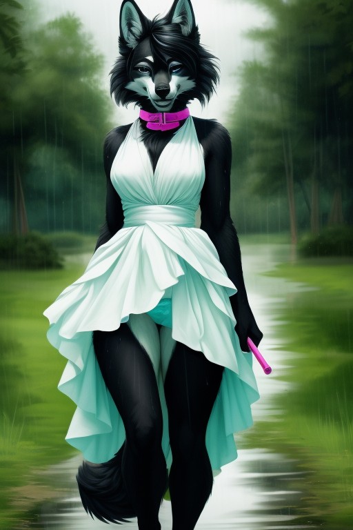 Silk Dress, Raining, Massive Ass Furry AI Porn