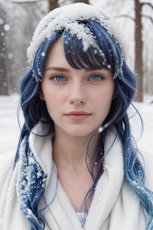 Snowing, Multi Colored Hair, Blue Eyes Furry AI Porn