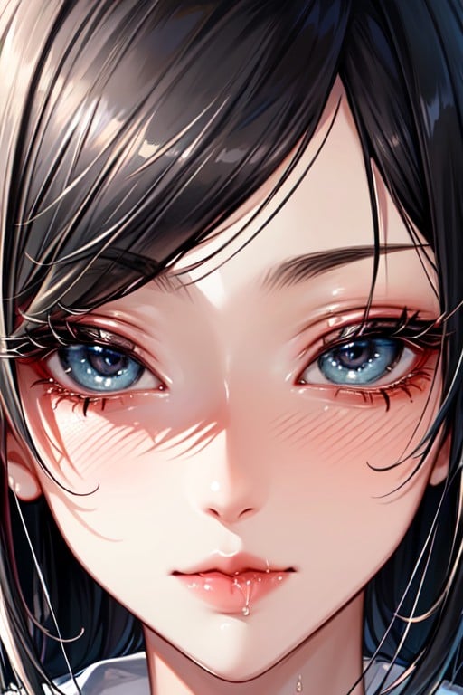 Long Straight, Black Eyes, Saliva Dripping From MouthPorno AI Hentai