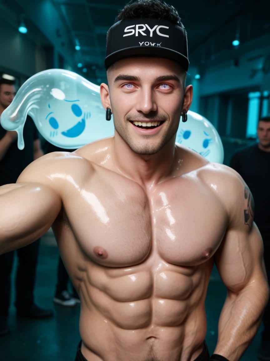 Latex Gloves, Guantes Sin Dedos, Blue Skin Porno gay IA