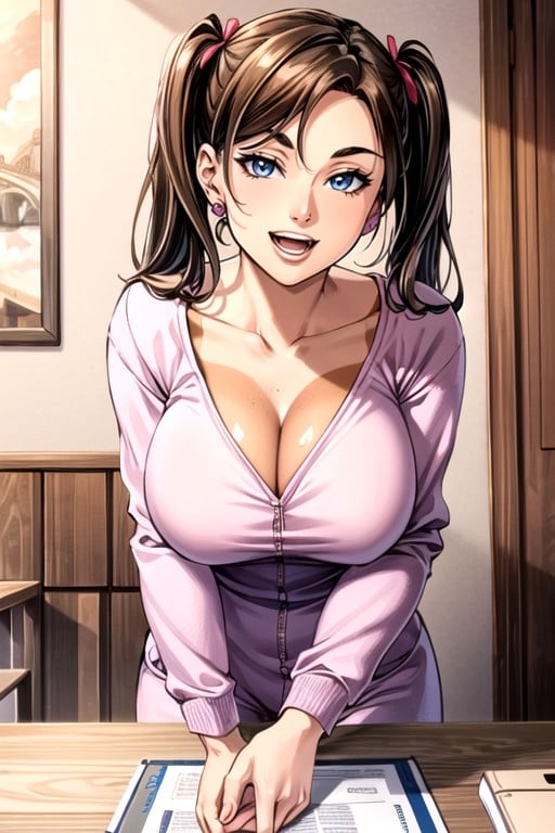 Pigtails, Comic, Thick Eyebrows AI Porn