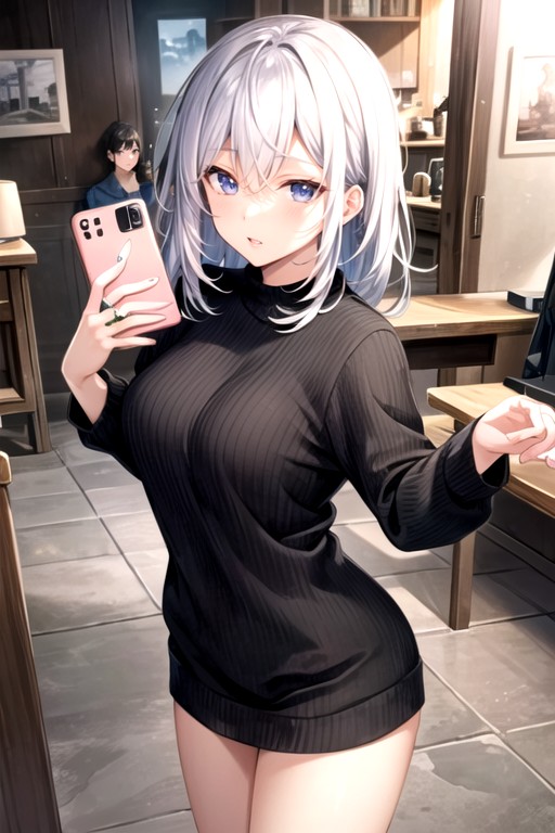 Bottom Up, White Hair, Waist Shot Hentai AI Porn