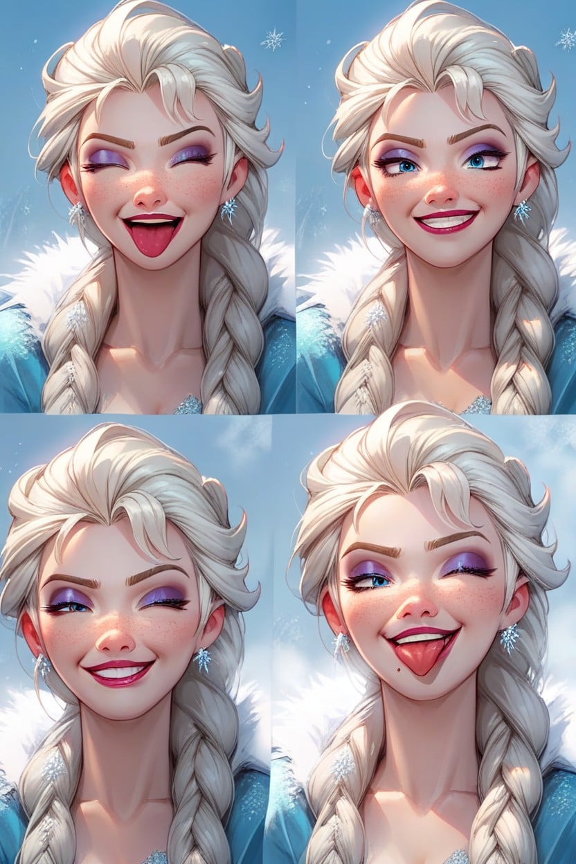 Elsa From Frozen, Smiling, Variety Of Facial Expressions Furry AI Porn