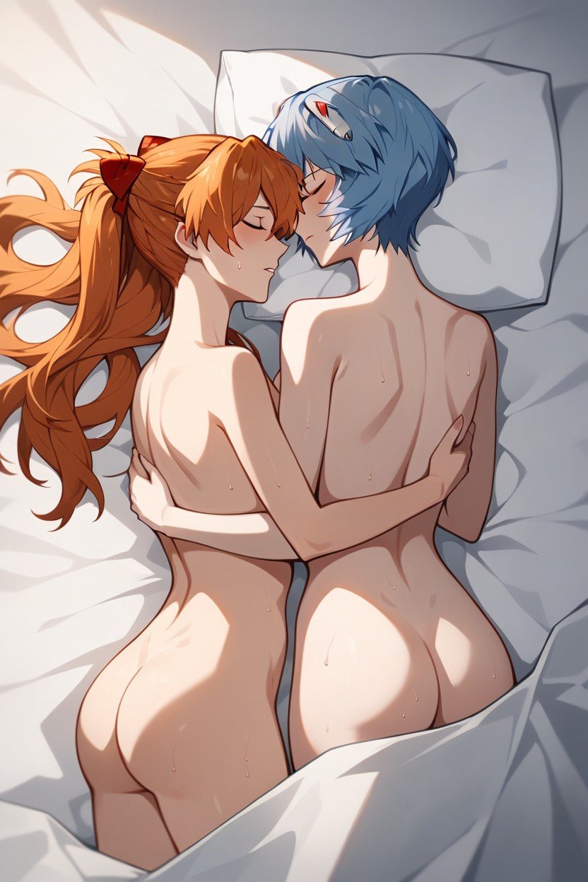 Ultra Detailed, Their Heads Together, Ginger On Bluehaired Hentai AI Porn