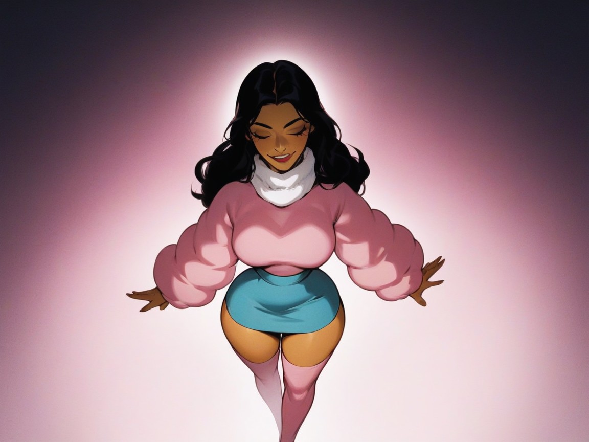 Wide Ass Cheeks, Pink Fur Jacket, Long Length AI Porn