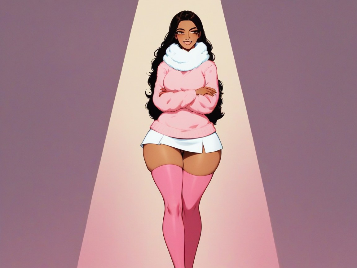 Spaceship, Pink Fur Jacket, Thick Full Thighs AI Porn
