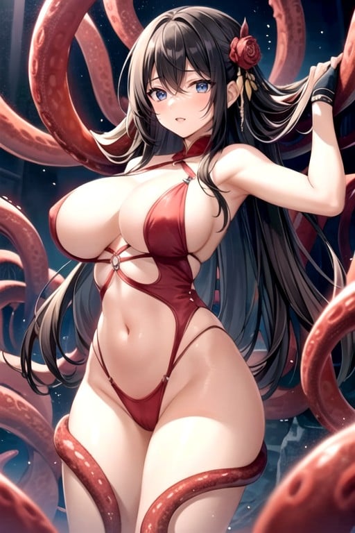 Tentacles In Pussy, Woman On Her Back, Tentacles On NipplesPorno AI