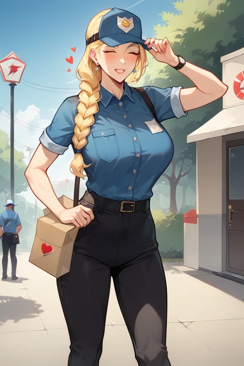 Big Cubic Backpack Behind Her, Clothed Woman, Ultra DetailedPorno AI