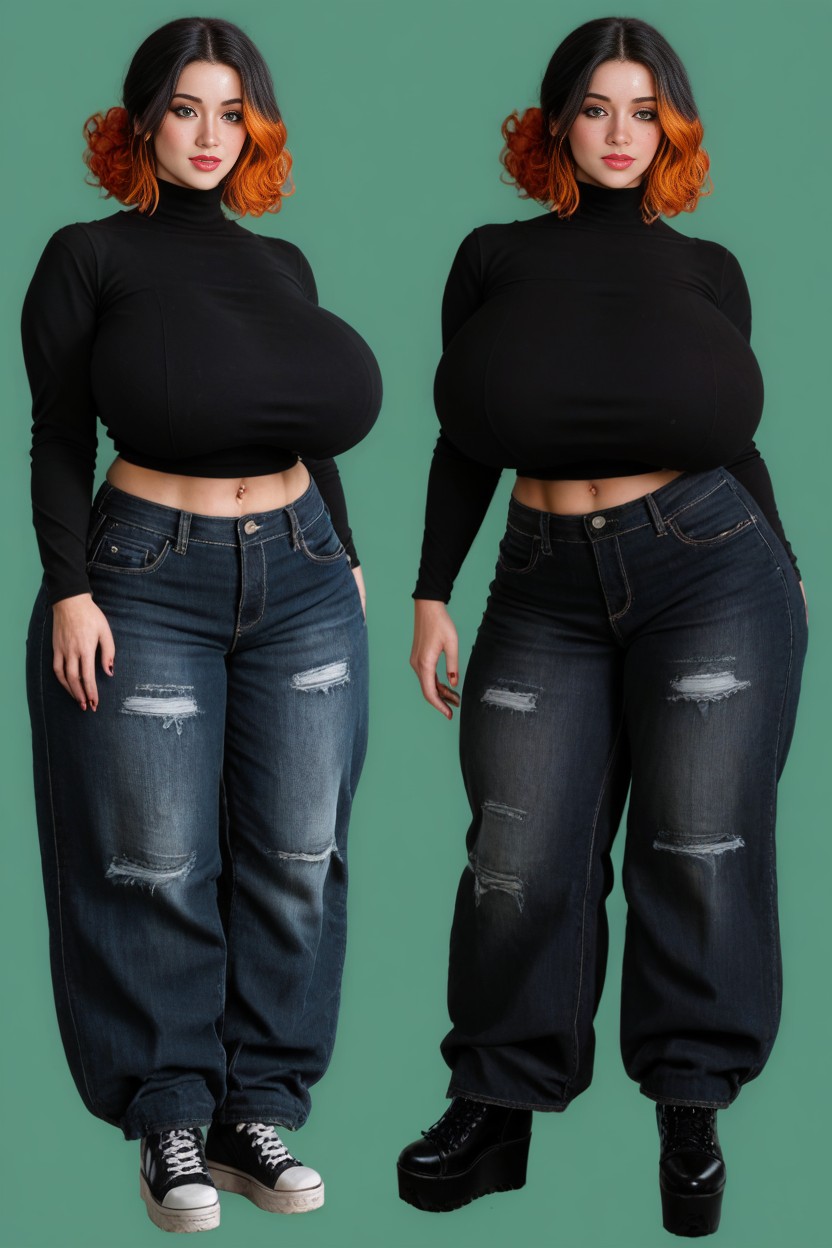 Thick Lips, Full Lips, Platform Goth Creeper Shoes AI Porn
