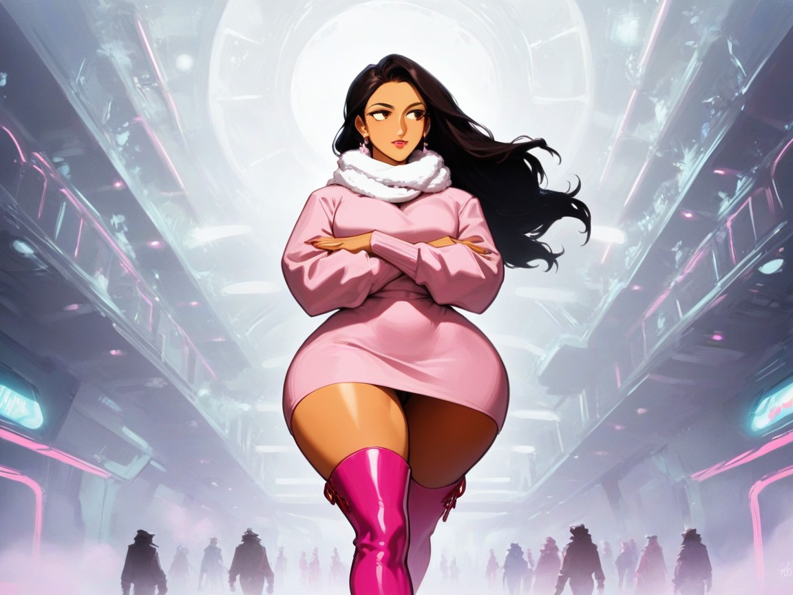 Pear Body Shape, Sweater, Small Breast AI Porn