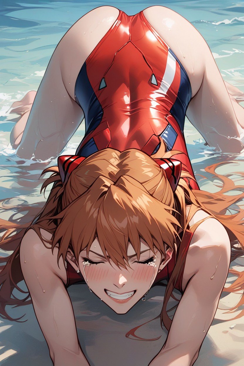 A Cuatro Patas, Llorando, Asuka Langley From EvangelionPorno AI Hentai