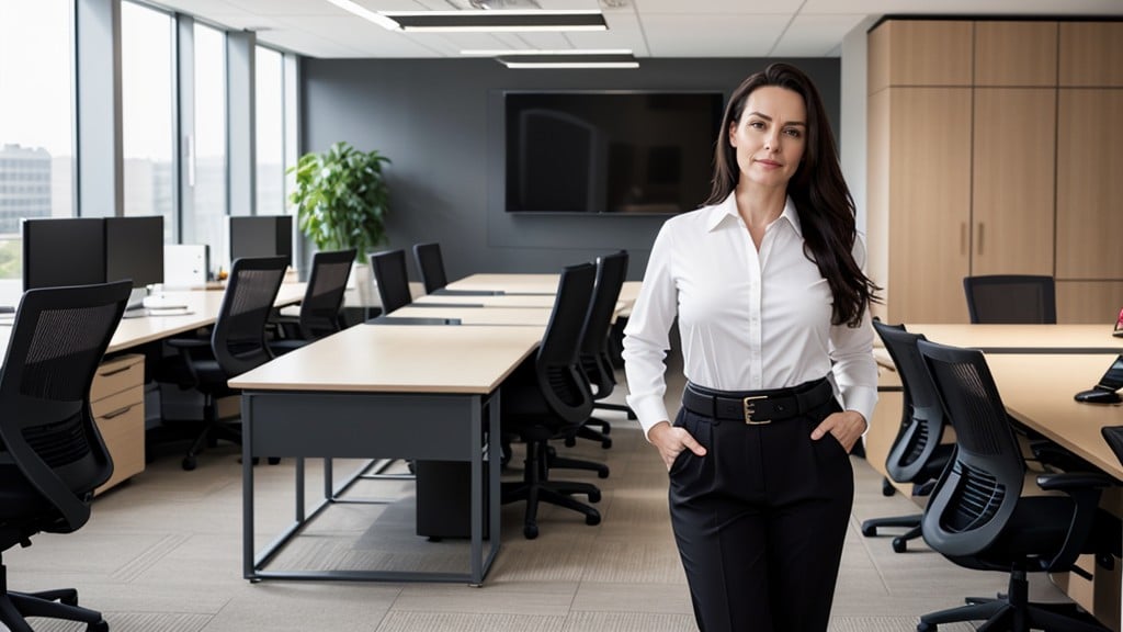 Tight Office Shirt, Standing, Full Body ViewAI 포르노