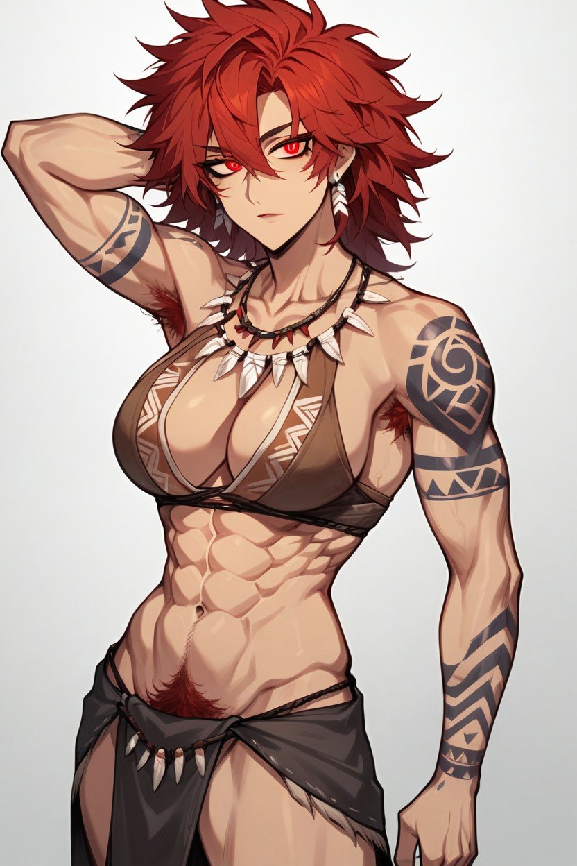 Healthy, Red Hair, Illustration Of A Muscular Master Character From A Battle AnimeAI獸人黃片