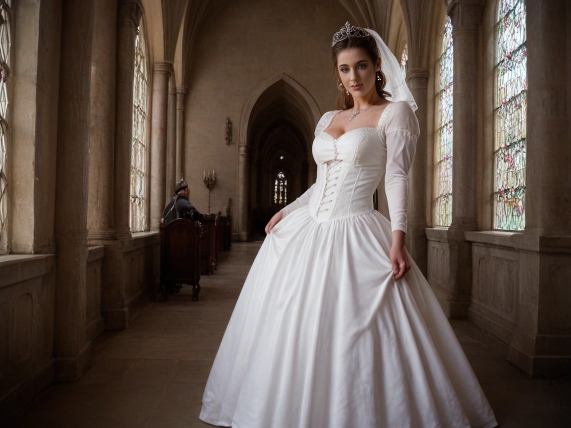 Vestido De Casamento, Palácio, Medieval Pornografia de IA