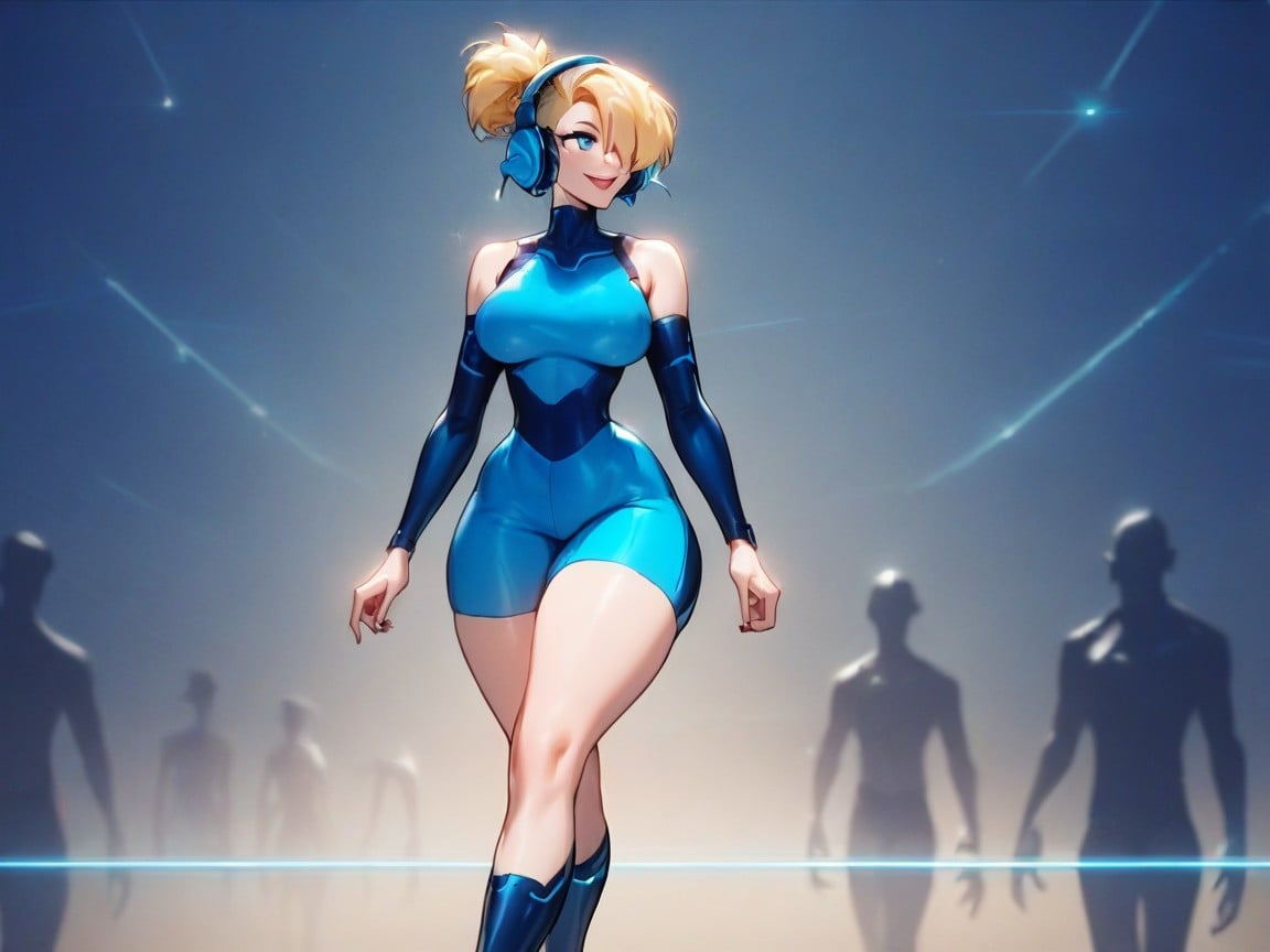 Hair Covering Eye, Full Body, Rounded Hips AI Porn