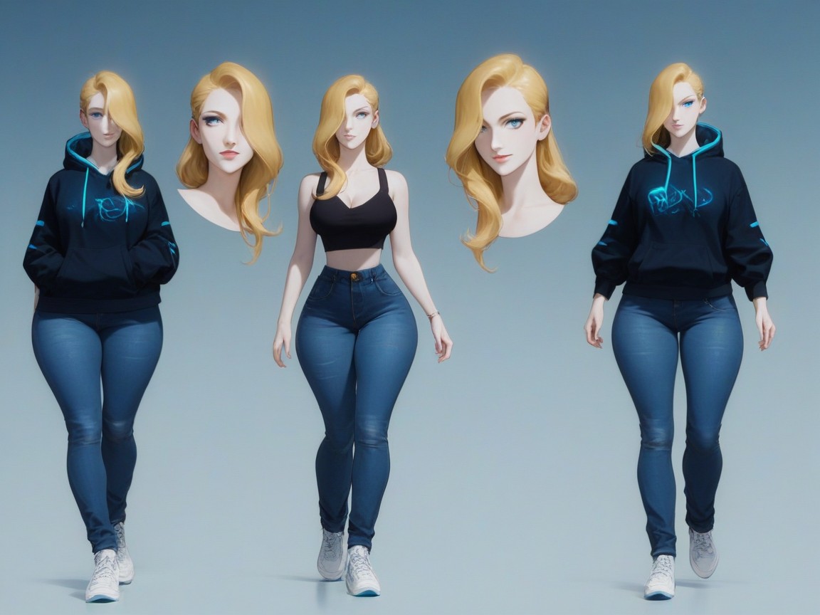 Woman Walking, Dimly Lit, Hoodie AI Porn