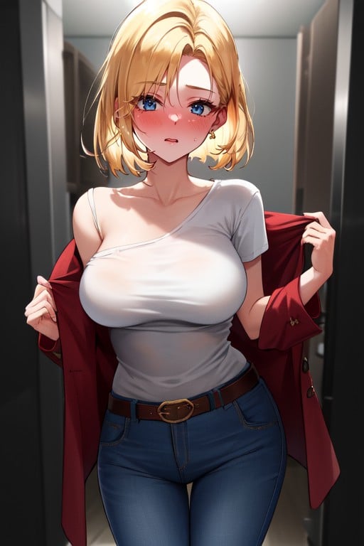 Android 18, De Pie, Culo RedondeadoPorno AI Hentai