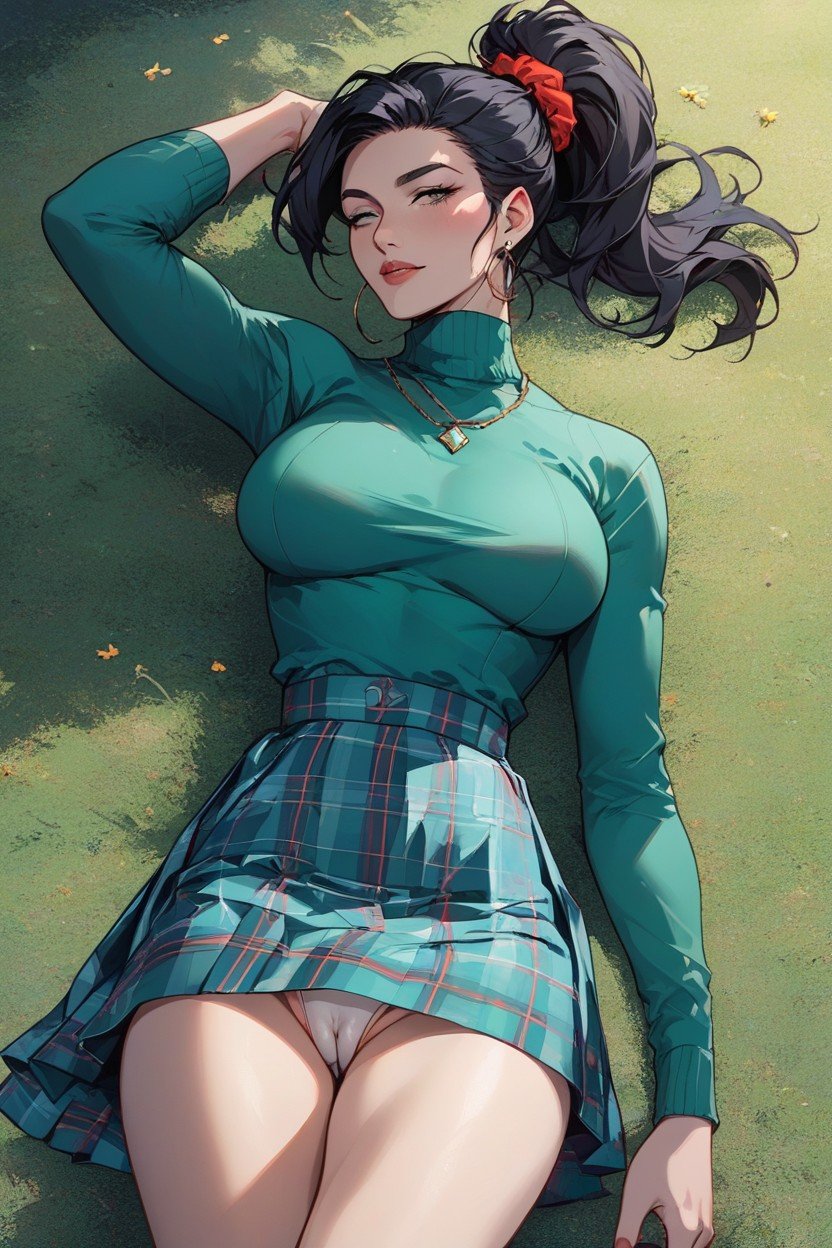 Ponytail Hairstyle, Vanellope Von Schweetz From Wreck It Ralph, Green Sweater Pornografia de IA