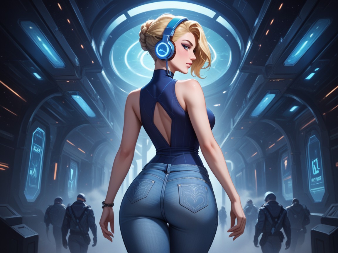 Rear View, Pixie Cut, Blonde Pixie Hair Hentai AI Porn