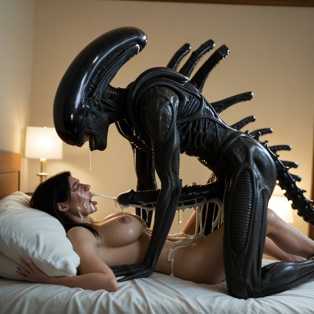 Human Fuck By Xenomorph, Кончился, Big Black Alien Cock ИИ порно