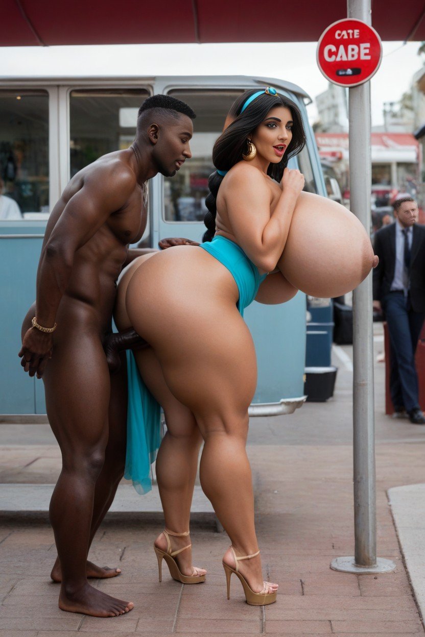 Many People Around, African Man Full Body, Thick AI Porn