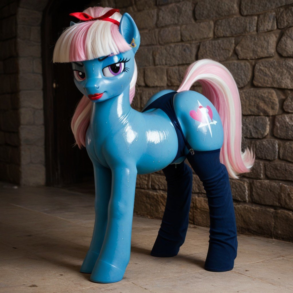 Large Pony Ass, Big Pony Front View, オイルを塗った肌AIポルノ