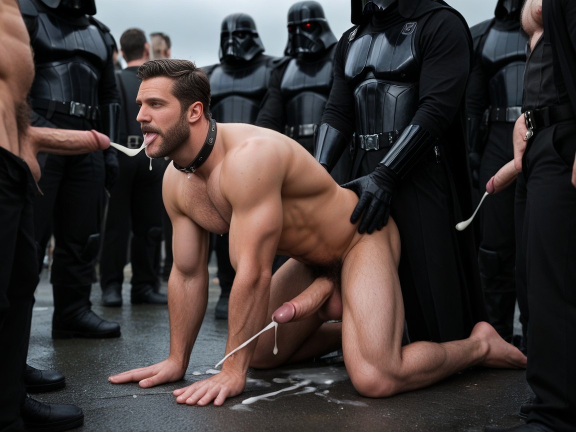 Wet Skin, He Is Hairy Chested, A Lot Cum On His Tongue And Filling His Mouth AI Gay Porn