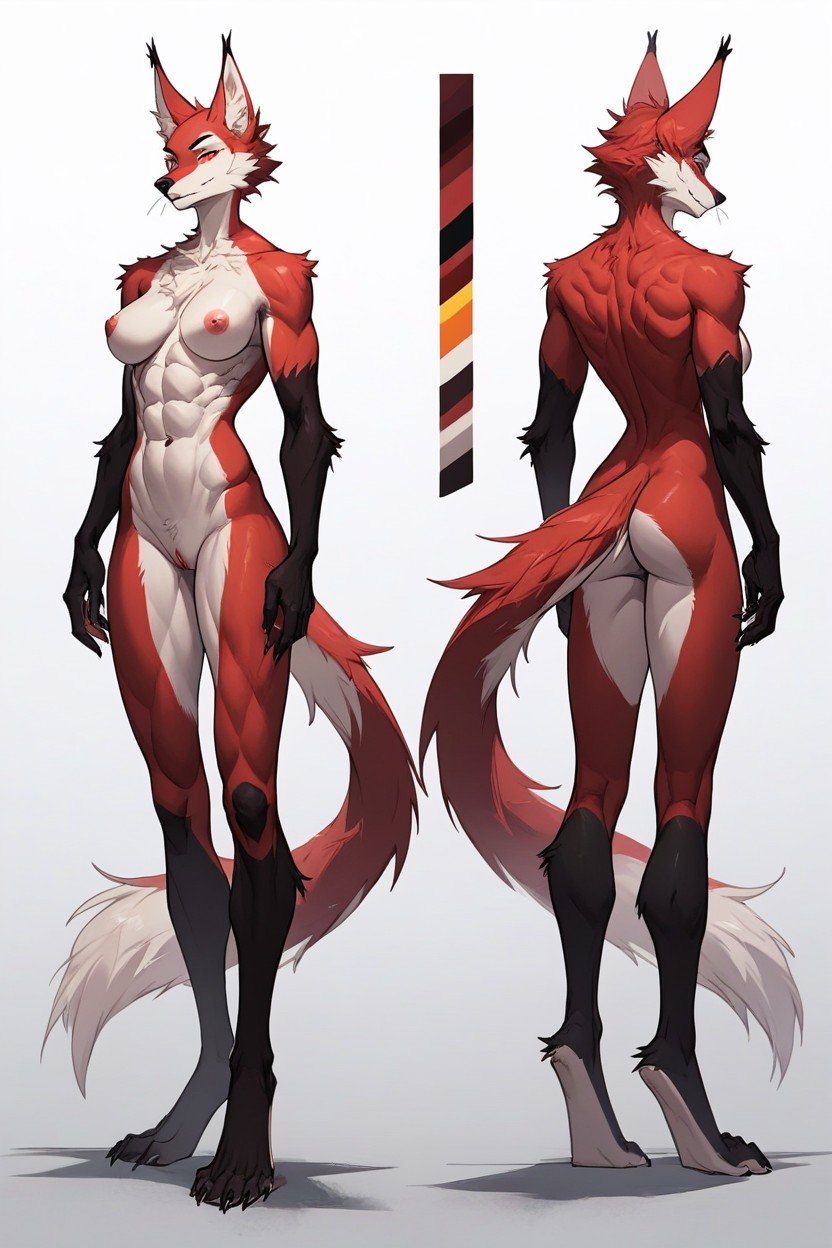 Front View, Character Sheet, Fit Furry AI Porn