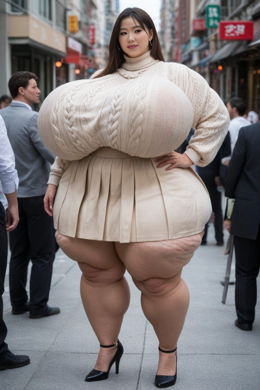 Disproportionately Huge Breasts, Gigantic Breasts Reaches The Thighs, Fully Clothed Pornografia peluda com IA