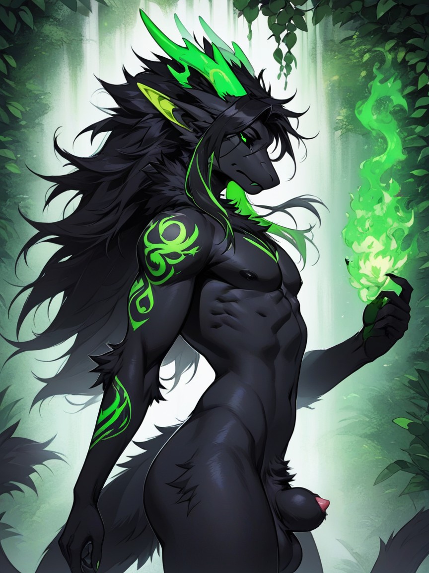 Long Hair, Side View, Curvy Body Furry AI Porn