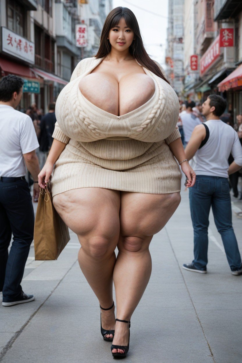 Giantess, Extreme Huge Massive Hyper Breasts, Fully ClothedAIポルノ