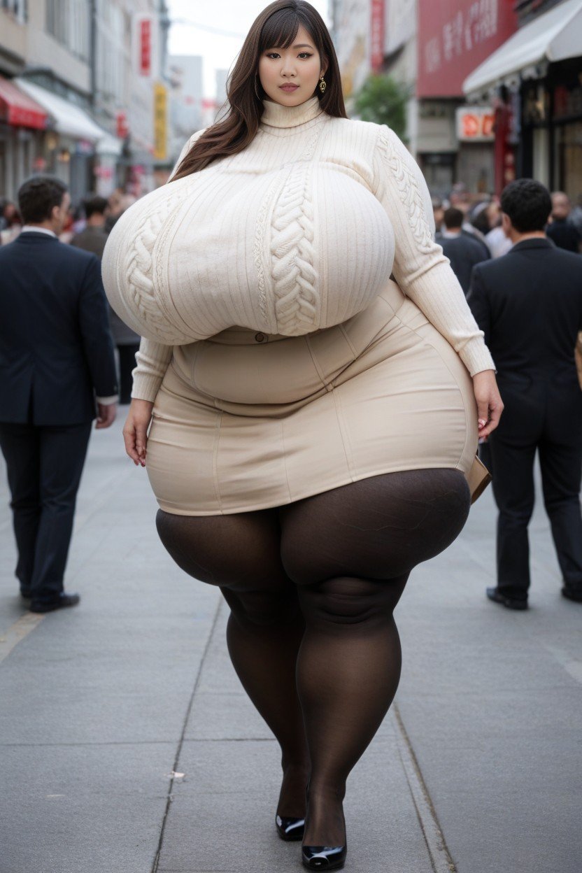 Gigantic Breasts Reaches The Thighs, Ssbbw, Excessive Tall Woman With Long LegsPorno IA